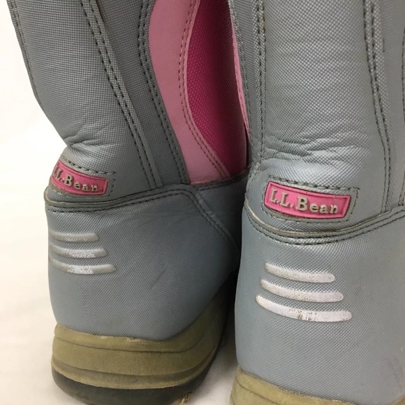SOLD LL Bean Snow Boots Youth Girls 4 Pink Gray - Picture 5 of 8